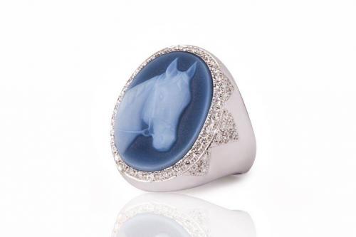 horse blue ring diamonds mimia leblanc jewelry