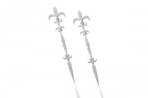 WHITE GOLD EARRINGS FLEUR DE LYS Mimia LeBlanc Jewelry